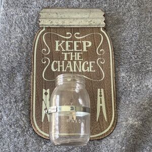 Wooden 'Keep the Change' Mason Jar Holder